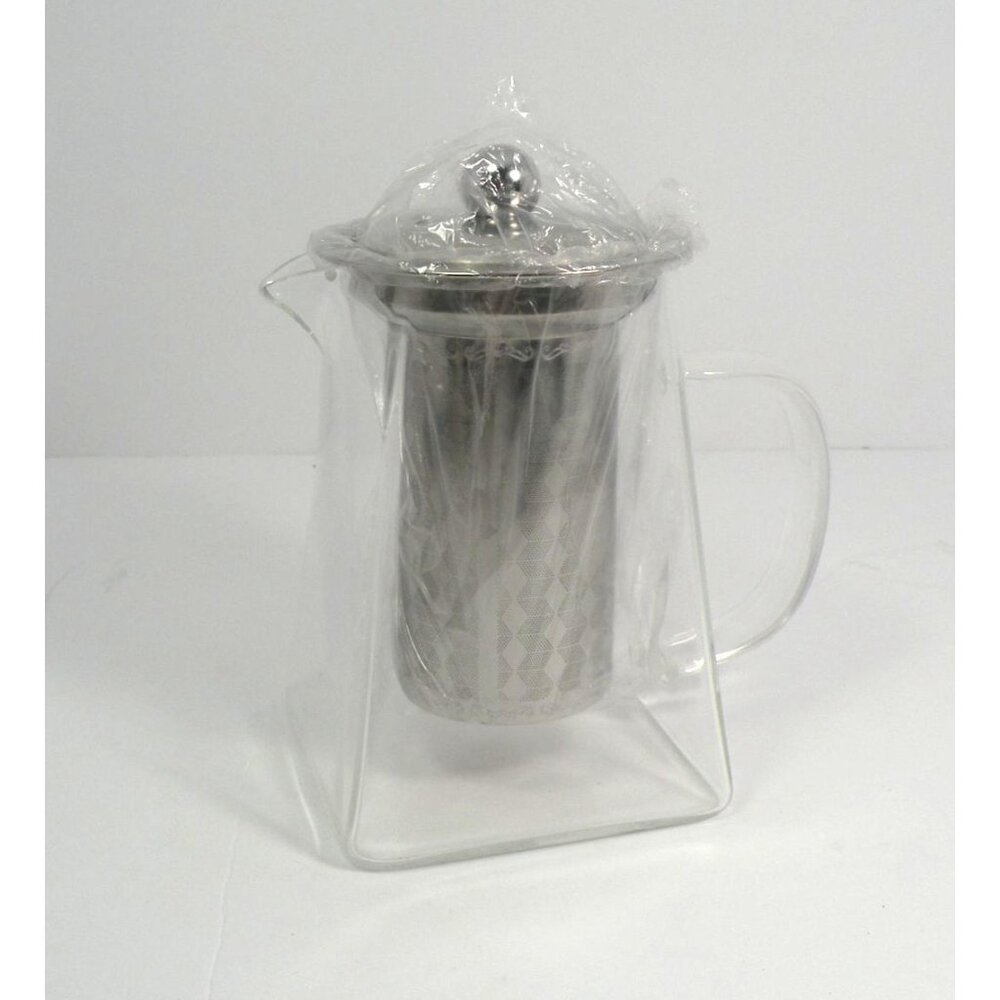 Borosilicate Glass & Stainless Steel Teapot with 304 SS infuser  With Geometric